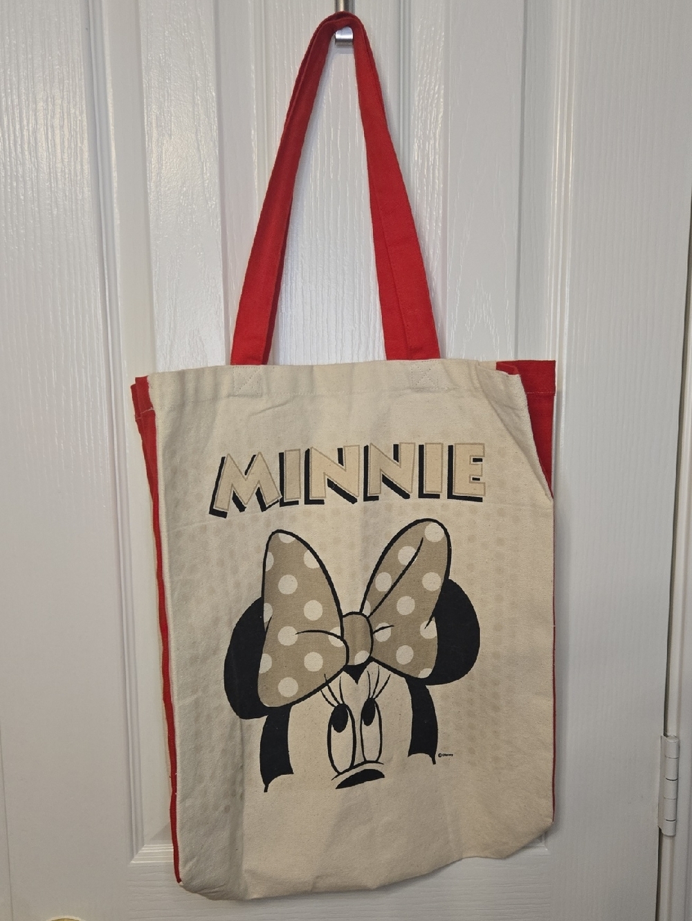 Minnie Mouse Canvas Tote Bag - Beige & Red Color Changing